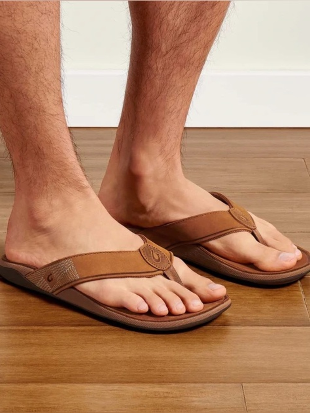 New OluKai Tuahine Waterproof Men Leather Sandals Toffee Brown Sz 12 US EUR 45